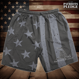 Patriots Pledge© Black Stripe Don't Tread on Me Board Shorts
