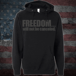 Patriots Pledge© Freedom will not be canceled Hoodie charcoal print