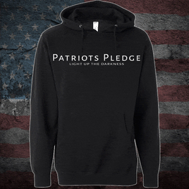 Patriots Pledge© Light up the Darkness Hoodie white print